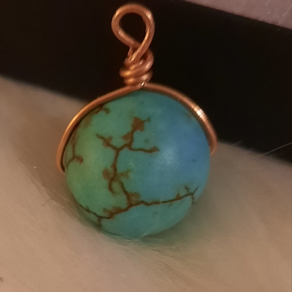 2 copper wire wrapped bead charms or pendants - Picture 2 of 5